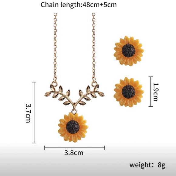 Jewelry Sunflower Necklace And Earring Set New Poshmark